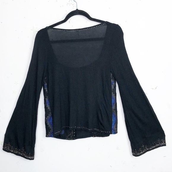 𝅺Free people black beaded blouse - Picture 4 of 10